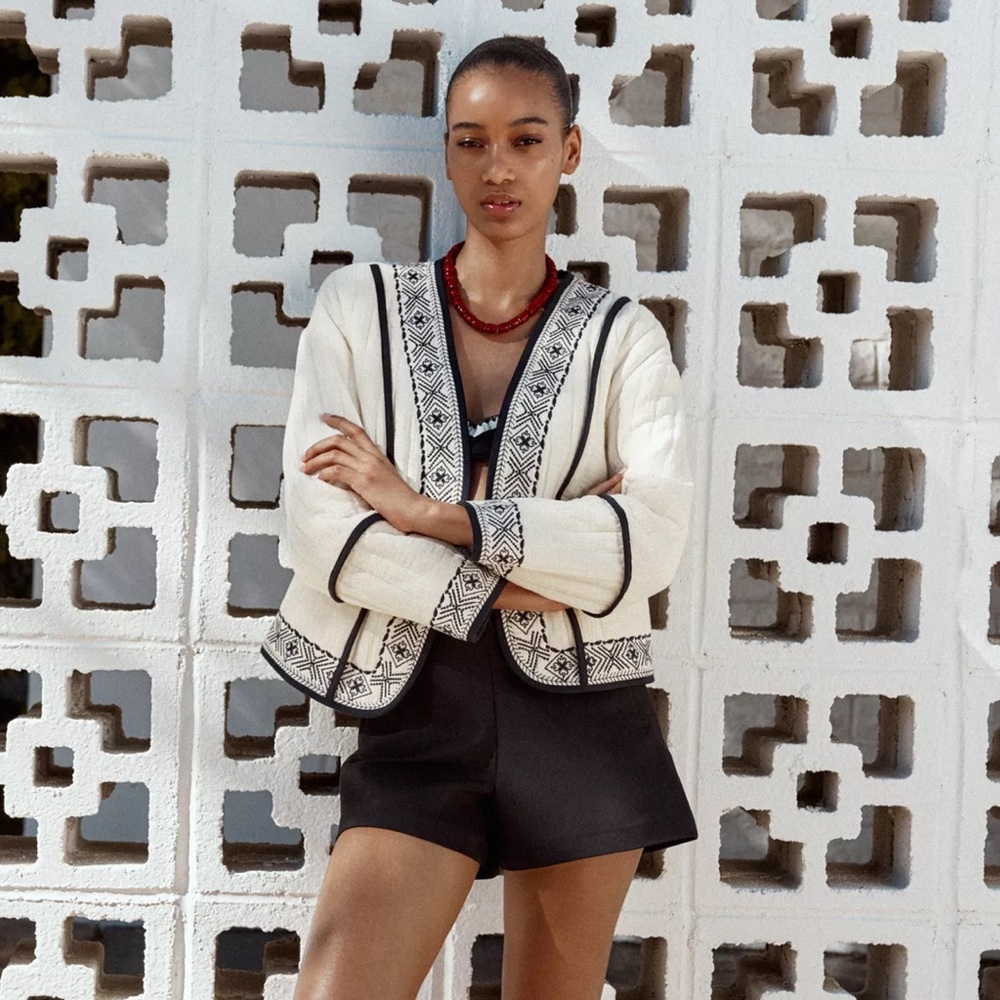 Zara embroidered padded jacket